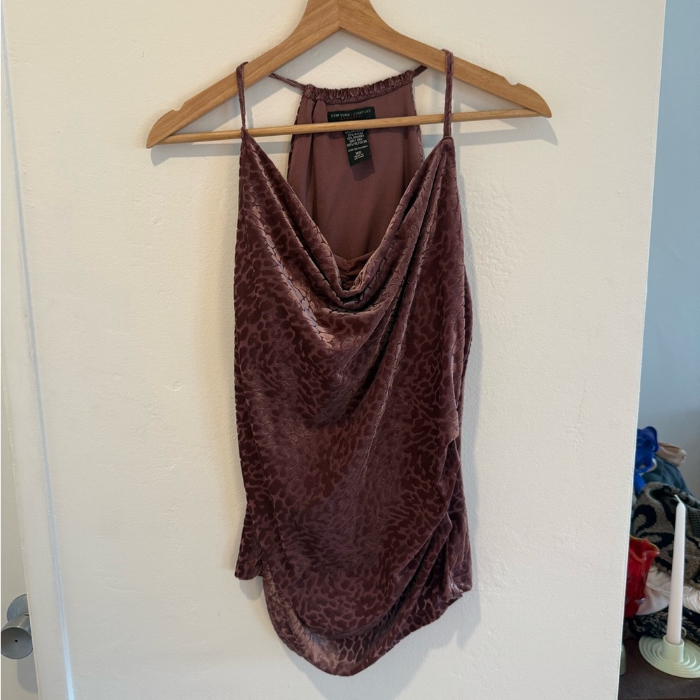 Vintage Pink Velvet Cheetah Print Tank Top